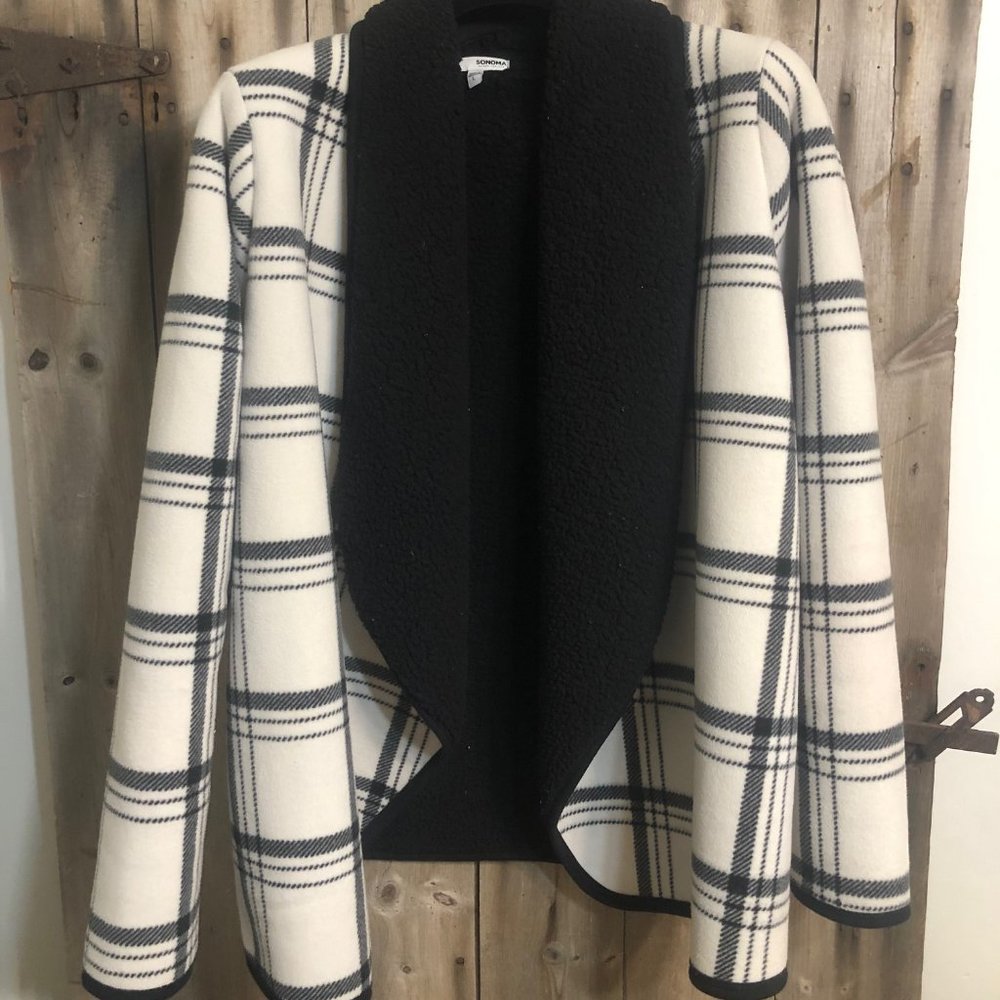 Womens Sherpa Lined Sweater Jacket Blazer